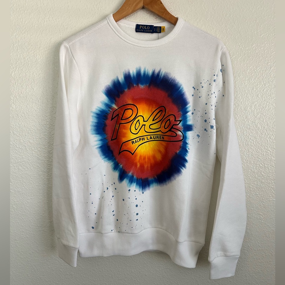 Polo Ralph Lauren Paint Splatter Sweatshirt PWing Preppy Bear Men’s Size Small